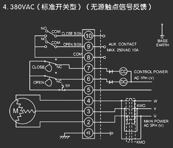 380VAC標(biāo)準(zhǔn)開關(guān)型<a href='http://m.shezhibujian.cn/Product/diefa/diandongdiefa/' target='_blank'>電動(dòng)<a href='http://m.shezhibujian.cn/Product/diefa/' target='_blank'>蝶閥</a></a>接線圖