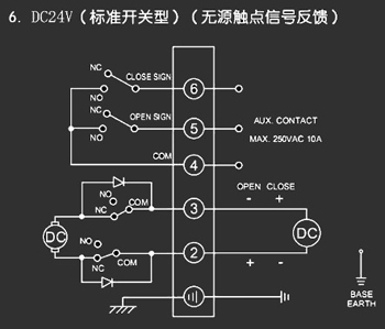 ＤＣ24Ｖ標(biāo)準(zhǔn)開關(guān)型<a href='http://m.shezhibujian.cn/Product/diefa/diandongdiefa/' target='_blank'>電動(dòng)<a href='http://m.shezhibujian.cn/Product/diefa/' target='_blank'>蝶閥</a></a>接線圖